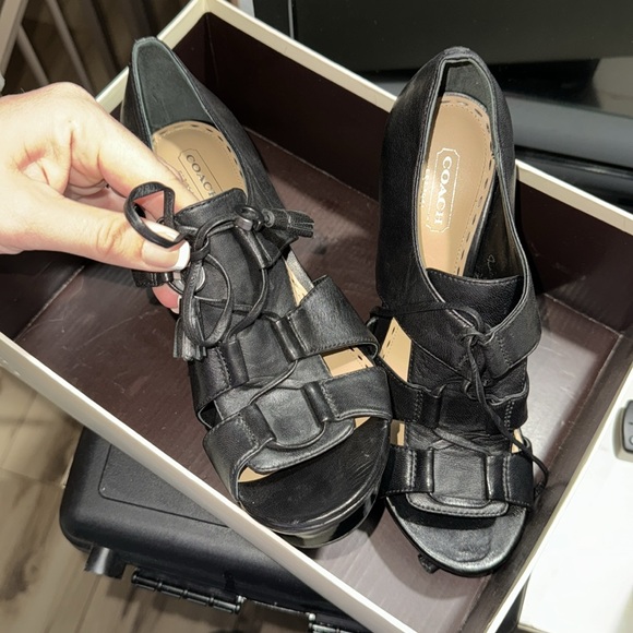 COACH PLATFORM PEEP TOE STILETTO HEELS - Picture 3 of 5